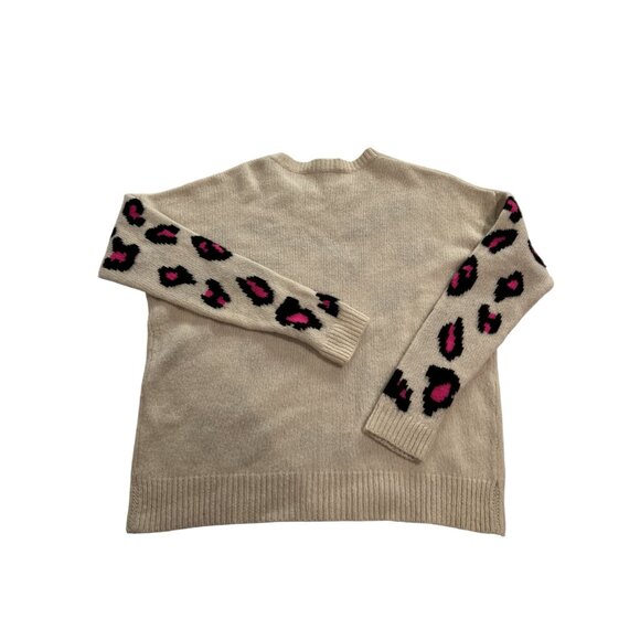 Autumn Cashmere Leopard Crew Sweater in Chalk Black Pink - Picture 3 of 4